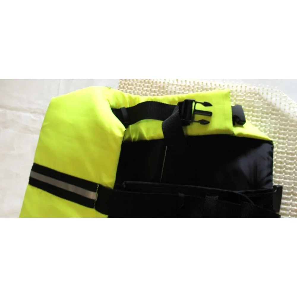 PAWS ABOARD DOG LIFE JACKET Safety Large NEON YELLOW ADJUSTABLE STRAPS BOATING
